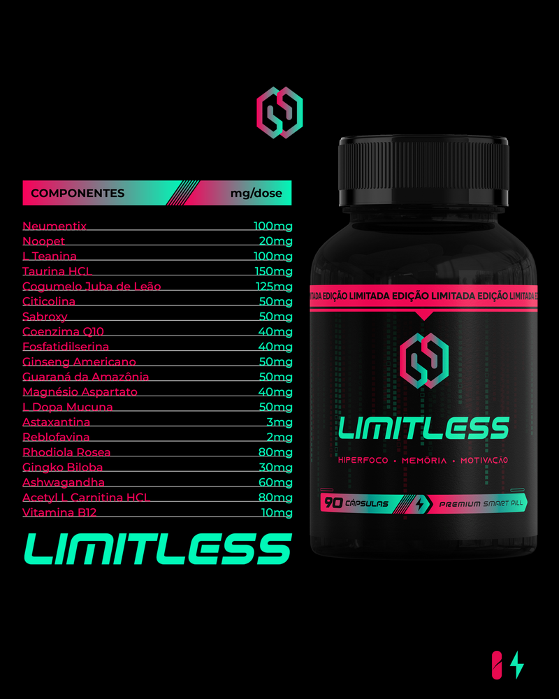 LIMITLESS EDITION 90 CPS - Nootrópico Ultra Intenso para Foco e Performance