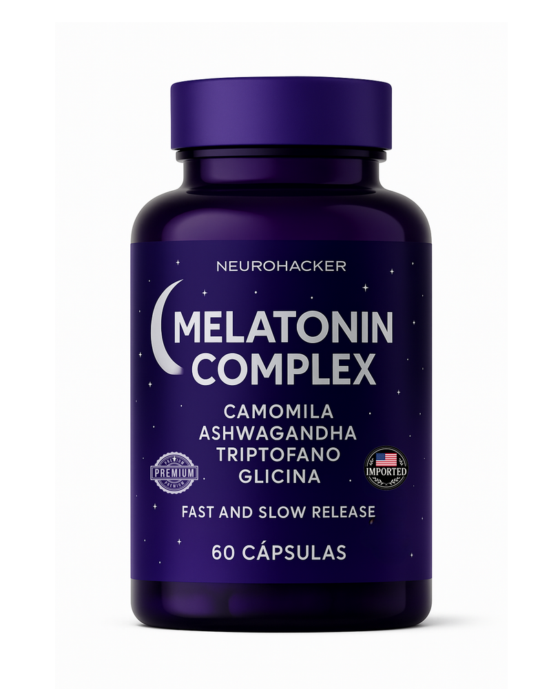 MELATONIN COMPLEX - Fórmula Premium com ASHWAGANDHA + CAMOMILA para Sono Profundo