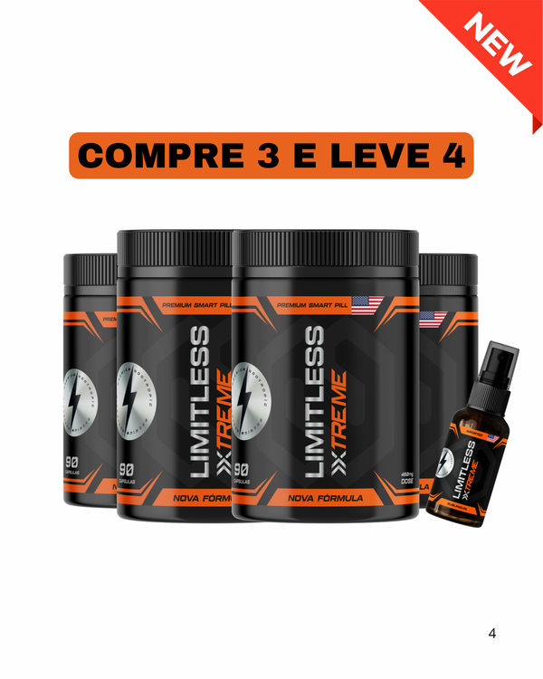 LIMITLESS XTREME - 90 CÁPSULAS  COMPRE 3 E LEVE 4 POTES + BRINDE: 1 LIMITLESS XTREME SUBLINGUAL