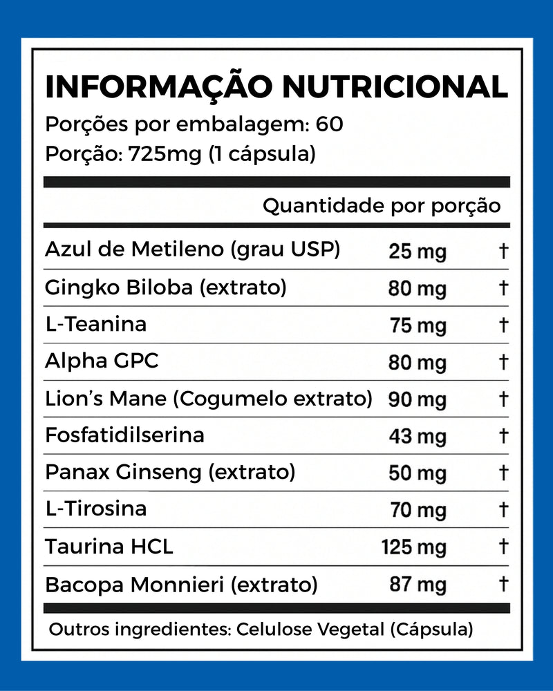 NEUROBLUE PULSE - FÓRMULA ESTIMULANTE 10 EM 1 | 60 CÁPSULAS