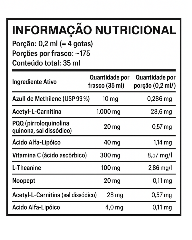 NeuroBlue Turbo XTREME – Estímulo Cognitivo e Mitocondrial Líquido (35 ml)