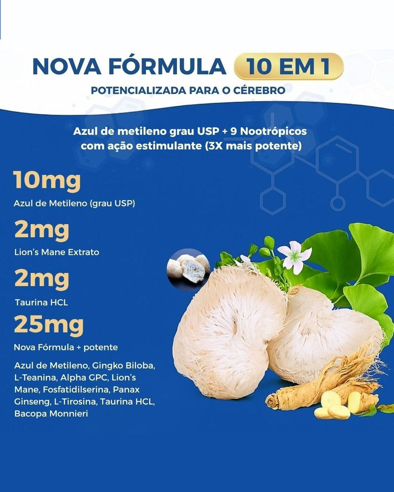NEUROBLUE PULSE AZUL DE METILENO COM AÇÃO ESTIMULANTE 10 EM 1 PREMIUM FÓRMULA | 30 CAPS
