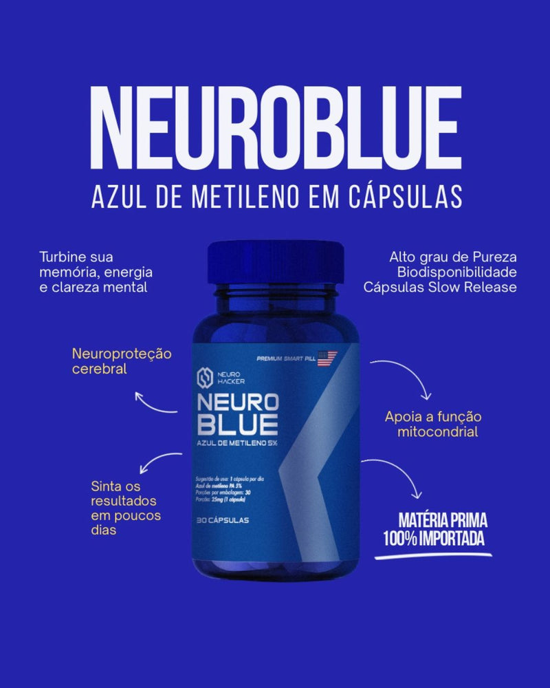 NEUROBLUE – AZUL DE METILENO PREMIUM | ENERGIA E FOCO AVANÇADO - 30 CÁPSULAS
